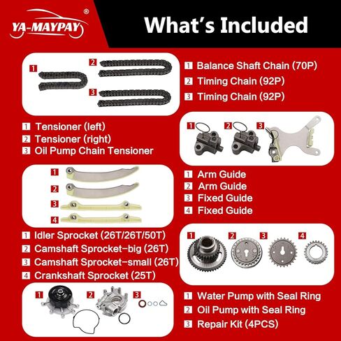 4.7L Engine Timing Chain Kit with Water Pump + Oil Pump Fits for Aspen, for Dakota/Ram 1500, for Commander/Grand Cherokee,for 1500 4.7L V8 Engine in Kuwait