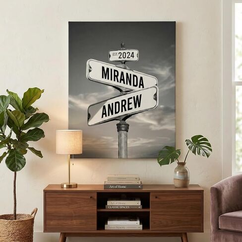 TWING Personalized Street Sign Wall Art for Couples,Custom Name & Date Street Sign Poster Canvas，Gifts for Girlfriend Boyfriend, Wedding Anniversary 11" W x 14" L （Made in USA） in Kuwait