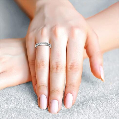1.2 Carat Eternity Bands for Women, Princess Cut Moissanite Channel Anniversary Ring Sterling Silver Wedding Rings in Saudi Arabia