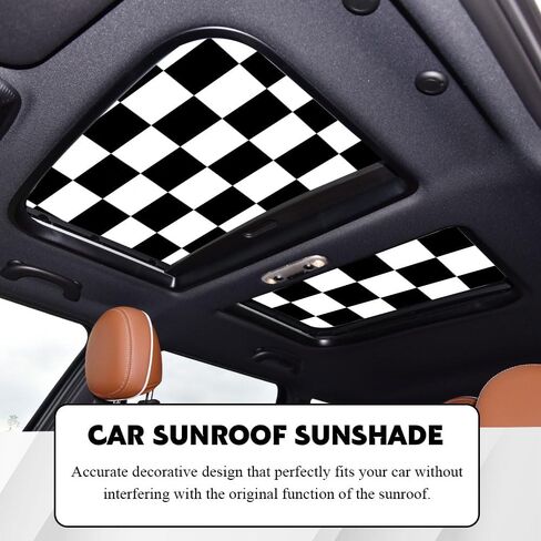 2PCS Car Sunroof Sunshade, Sun Protection Car Roof Cover, Foldable UV-Resistant Reflector Breathable Sunshade Canopy, Auto Accessories Fit for Mini Cooper, Clubman, Countryman (Chequer) in Kuwait