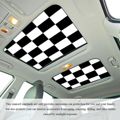 2PCS Car Sunroof Sunshade, Sun Protection Car Roof Cover, Foldable UV-Resistant Reflector Breathable Sunshade Canopy, Auto Accessories Fit for Mini Cooper, Clubman, Countryman (Chequer) in Kuwait
