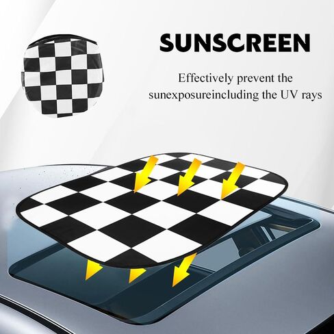 2PCS Car Sunroof Sunshade, Sun Protection Car Roof Cover, Foldable UV-Resistant Reflector Breathable Sunshade Canopy, Auto Accessories Fit for Mini Cooper, Clubman, Countryman (Chequer) in Kuwait