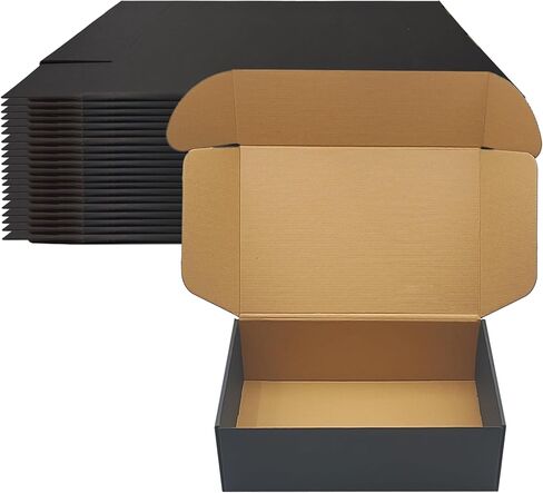 14x10x3 Black Shipping Boxes Set of 20, Corrugated Cardboard Mailers for Product Packaging & Mailing, Recyclable Small Business Shipping Supplies, Gift Boxes for Holiday Birthday Wedding Favors in Kuwait