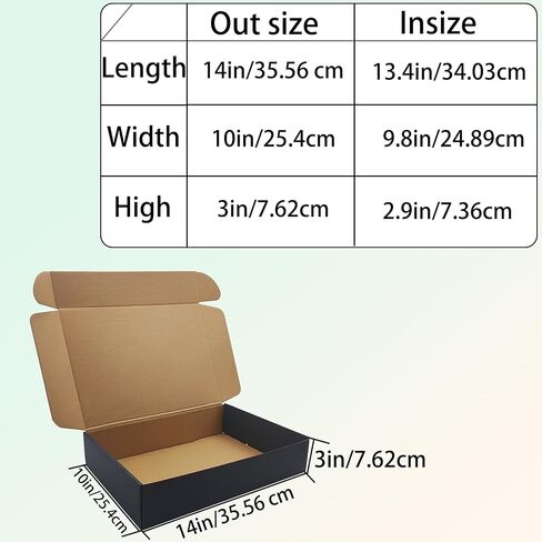 14x10x3 Black Shipping Boxes Set of 20, Corrugated Cardboard Mailers for Product Packaging & Mailing, Recyclable Small Business Shipping Supplies, Gift Boxes for Holiday Birthday Wedding Favors in Saudi Arabia