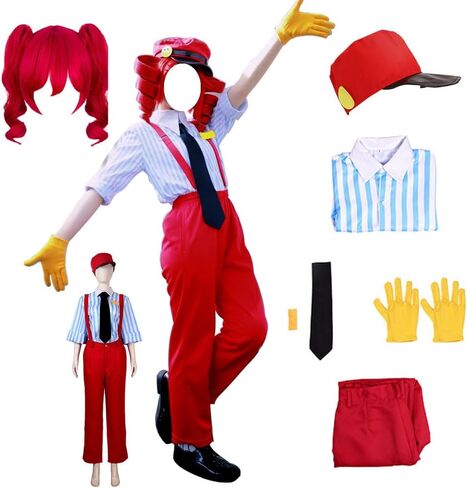 Kasane Costume Kasane Outfit Uniform Red Overalls Hat with Wig in Saudi Arabia