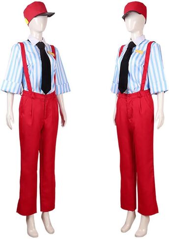 Kasane Costume Kasane Outfit Uniform Red Overalls Hat with Wig in Saudi Arabia