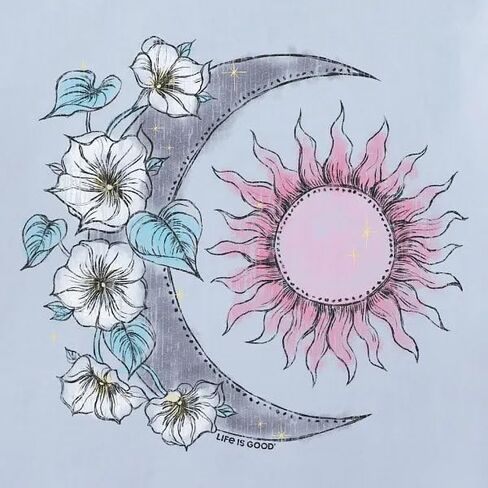 Life is Good Women's Sun in Floral Moon بأكمام قصيرة كسارة مخروطية، أزرق جليدي in Saudi Arabia