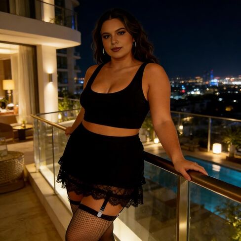 Women's Plus Size Thigh Garter Belts, Adjustable High Elastic Garter Belt and Stockings Set in Kuwait