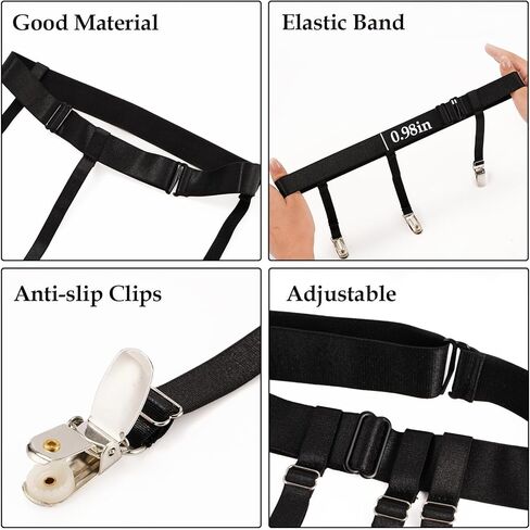 Women's Plus Size Thigh Garter Belts, Adjustable High Elastic Garter Belt and Stockings Set in Kuwait