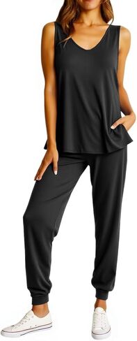 KISSMODA Two Piece OutFit Women Sleeveless Tank Top and Drawstring Jogger Pants 2026 Summer Trendy S-XXL in Saudi Arabia