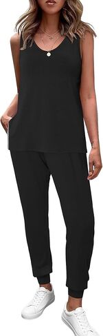KISSMODA Two Piece OutFit Women Sleeveless Tank Top and Drawstring Jogger Pants 2026 Summer Trendy S-XXL in Saudi Arabia