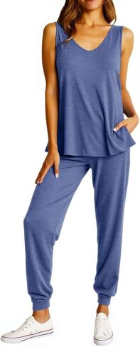 KISSMODA Two Piece OutFit Women Sleeveless Tank Top and Drawstring Jogger Pants 2026 Summer Trendy S-XXL in Kuwait