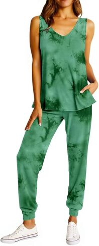 KISSMODA Two Piece OutFit Women Sleeveless Tank Top and Drawstring Jogger Pants 2026 Summer Trendy S-XXL in Saudi Arabia