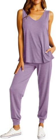 KISSMODA Two Piece OutFit Women Sleeveless Tank Top and Drawstring Jogger Pants 2026 Summer Trendy S-XXL in Saudi Arabia