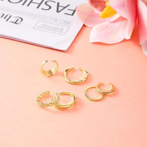 6PCS Toe Rings for Women, Adjustable Band Ring, Summer Beach Foot Jewelry Set Non Tarnish Toe-Rings Open Flower CZ Toe Ring Set Beach Foot Jewelry in Saudi Arabia