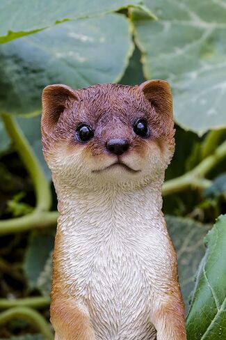 Hi-Line Gift Ltd. Standing Least Weasel Statue, Brown and White in Saudi Arabia