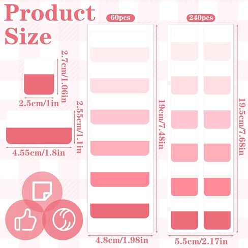 300 قطعة من علامات تبويب دفتر الملاحظات باللون الوردي، علامات تبويب صفحات ذاتية اللصق قابلة للكتابة، أعلام كتاب عملية لوضع علامات على الصفحات، تصنيف الملفات، احتياجات فرز القراءة اليومية، ملحقات الدراسة الأساسية in Kuwait