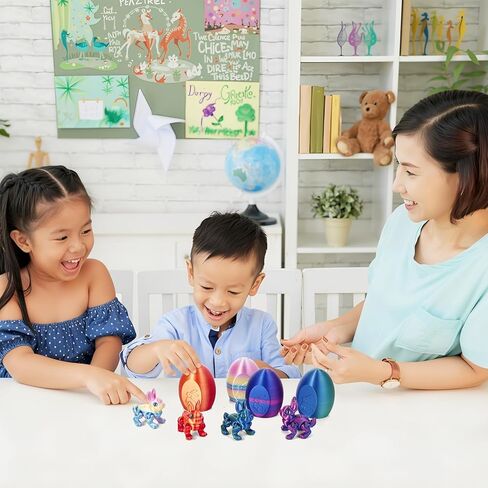 4pcs 3D Printed Bunny and Egg Set Mini Articulated Easter Bunny Toys for Easter Basket Stuffers Egg Hunts Birthday Gifts in Saudi Arabia