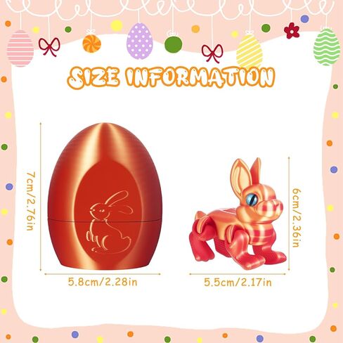 4pcs 3D Printed Bunny and Egg Set Mini Articulated Easter Bunny Toys for Easter Basket Stuffers Egg Hunts Birthday Gifts in Saudi Arabia