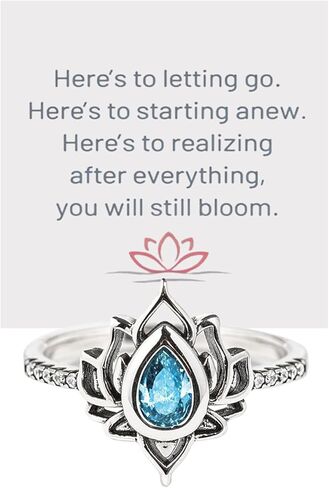Fck It And Begin Again Lotus Ring، S925 Silver Lotus Fck It Ring عالي التلميع ومقاوم للتشوه ومطعم بالزركون خاتم ملهم لا طين ولا خاتم لوتس مجوهرات الصداقة للنساء in Kuwait