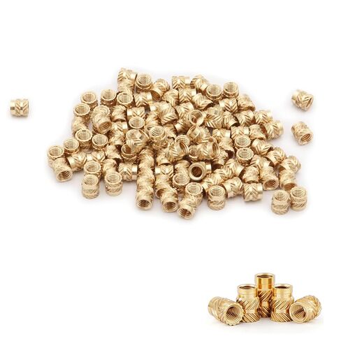 200pcs Threaded Inserts, M2.5 x 4mm L x 3.5mm Insert for 3D Printing Components, Metric Knurled Nuts, Brass(Yellow) in Kuwait