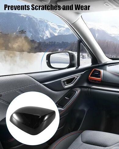 غطاء مرآة الرؤية الخلفية مناسب لسوبارو فورستر 2014-2018 Impreza Outback Legacy Crosstrek 2012-2014 استبدال 91059AJ210 91059AJ200 91059FJ000، غطاء مرآة أسود لامع جانب محرك الأقراص الأيسر in Kuwait