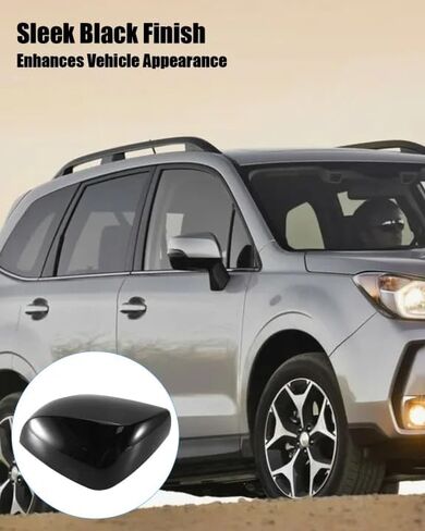 غطاء مرآة الرؤية الخلفية مناسب لسوبارو فورستر 2014-2018 Impreza Outback Legacy Crosstrek 2012-2014 استبدال 91059AJ210 91059AJ200 91059FJ000، غطاء مرآة أسود لامع جانب محرك الأقراص الأيسر in Kuwait