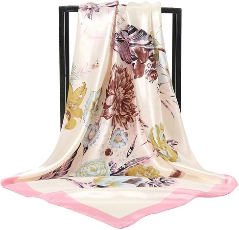 CHIDRA 35 inches Silk Feeling Formal Large Square Neck Scarf Head Hair Wraps Handkerchief for Women Girls in Saudi Arabia