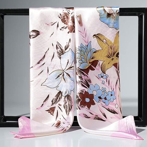 CHIDRA 35 inches Silk Feeling Formal Large Square Neck Scarf Head Hair Wraps Handkerchief for Women Girls in Saudi Arabia