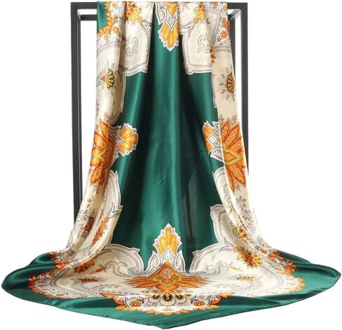 CHIDRA 35 inches Silk Feeling Formal Large Square Neck Scarf Head Hair Wraps Handkerchief for Women Girls in Saudi Arabia