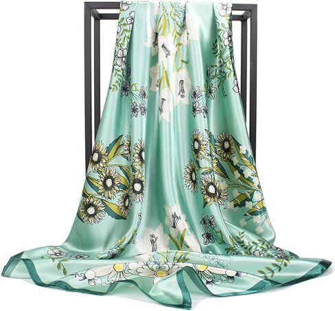 CHIDRA 35 inches Silk Feeling Formal Large Square Neck Scarf Head Hair Wraps Handkerchief for Women Girls in Saudi Arabia