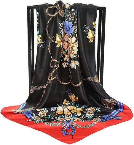 CHIDRA 35 inches Silk Feeling Formal Large Square Neck Scarf Head Hair Wraps Handkerchief for Women Girls in Saudi Arabia