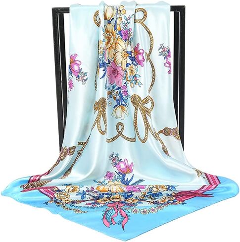 CHIDRA 35 inches Silk Feeling Formal Large Square Neck Scarf Head Hair Wraps Handkerchief for Women Girls in Saudi Arabia