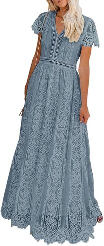 Floral Lace Wedding Dress Bridesmaid Cocktail Party Maxi Dress in Kuwait