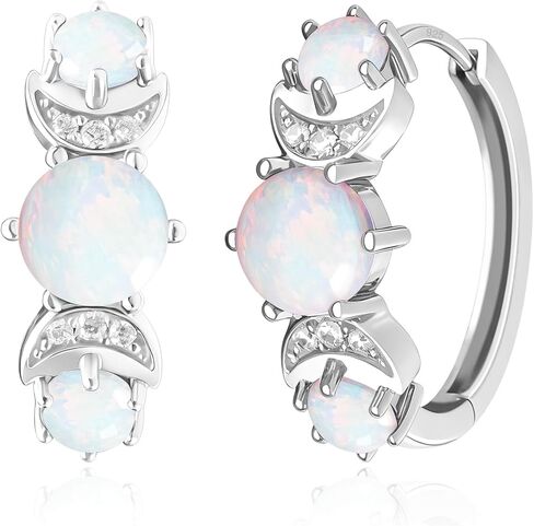 Opal Earrings for Women Gold Plated Hoop Earrings with Blue Opal Huggie with 925 Sterling Silver Post in Saudi Arabia