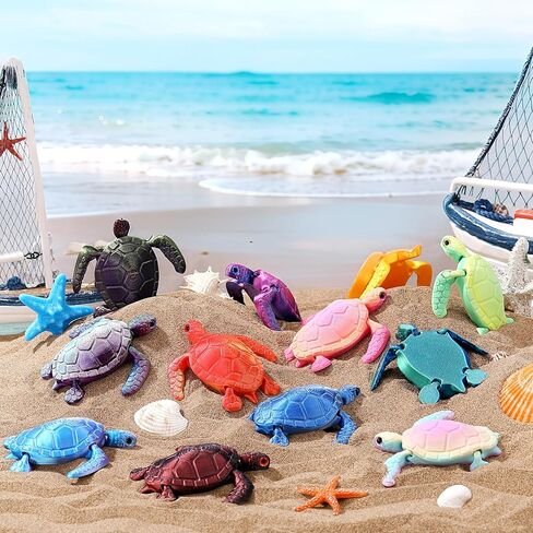 Soulchen 12 Pcs 3D Printed Turtle 3D Printed Animals Sea Turtles Toys Gradient Colors Flexible Animals Statue Desk Fidget Funny Positive Motivational Gifts for Office Home Decor in Kuwait