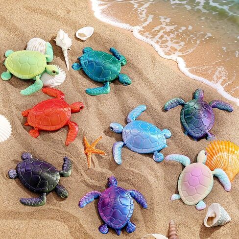 Soulchen 12 Pcs 3D Printed Turtle 3D Printed Animals Sea Turtles Toys Gradient Colors Flexible Animals Statue Desk Fidget Funny Positive Motivational Gifts for Office Home Decor in Kuwait