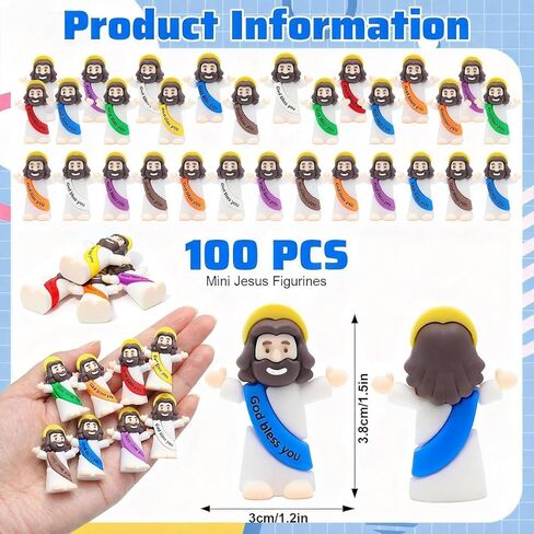 شخصيات يسوع الصغيرة الصغيرة 100 حزمة من شخصيات يسوع الصغيرة بكميات كبيرة، صغيرة كلاسيكية صغيرة منقذ المسيح الديني، ديكور عيد الفصح للاختباء والسعي، هدايا الحفلات الدينية، هدية المعمودية، حشو بيض عيد الفصح in Kuwait