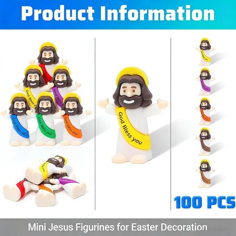 شخصيات يسوع الصغيرة الصغيرة 100 حزمة من شخصيات يسوع الصغيرة بكميات كبيرة، صغيرة كلاسيكية صغيرة منقذ المسيح الديني، ديكور عيد الفصح للاختباء والسعي، هدايا الحفلات الدينية، هدية المعمودية، حشو بيض عيد الفصح in Kuwait