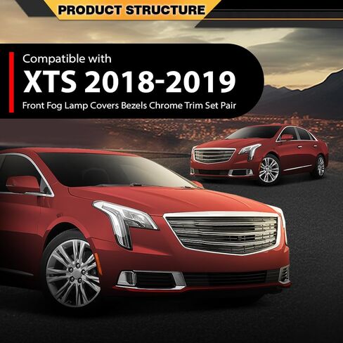 Front Fog Light Cover Bezel Chrome Trim Compatible with Cadillac XTS 2018-2019 Chrome Left and Right side in Saudi Arabia