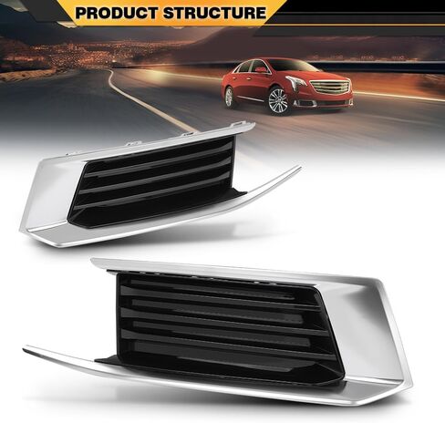 Front Fog Light Cover Bezel Chrome Trim Compatible with Cadillac XTS 2018-2019 Chrome Left and Right side in Saudi Arabia