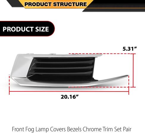 Front Fog Light Cover Bezel Chrome Trim Compatible with Cadillac XTS 2018-2019 Chrome Left and Right side in Saudi Arabia