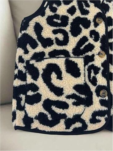 GORGLITTER Women's Leopard Sherpa Vest Fuzzy Vest Outerwear Trendy Fall Cheetah Fleece Sleeveless Old Money Coat Jacket in Saudi Arabia