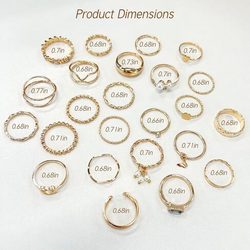 24 Pcs Gold Knuckle Rings Set for Women – Vintage Stackable Midi Rings with CZ Crystals, Twist, Hollow, and Dainty Designs – Adjustable Size Finger Rings Jewelry Gift in Kuwait