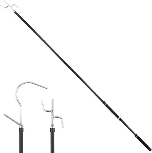 Clothes Hook Pole Heavy Duty,32 to 80Inch High Reach Garment Hook 2 Hooks for Hanging Birdfeeder Stainless Steels Tube Extension Pole with Hook for Reaching to Reach High Hangers in Saudi Arabia
