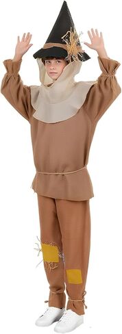 4PCS Scarecrow Costume Kids Scare Crow Outfit with Hat Shirt Pants Accessories Halloween Cosplay for Boys Girls in Saudi Arabia