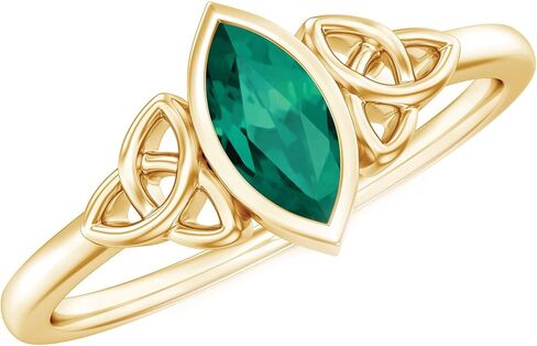 خاتم الوعد السلتي الزمرد المعتمد في المختبر باللون الفضي، جودة AAA، خاتم اقتراح الزمرد - جاهز للهدايا in Kuwait