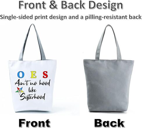 OES Zipper Closure Tote Bag Ain't No Hood Like Sisterhood Print with Colorful Star Sisters Shoulder Bag OES Gift for Women Birthday Gifts Sorority Sister Gifts Bag (White) in Saudi Arabia