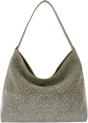 Women Glitter Rhinestone Shoulder Tote Handbag Sparkly Evening Armpit Bag Bling Suede Leather Hobo Bag in Saudi Arabia