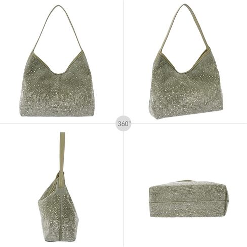 Women Glitter Rhinestone Shoulder Tote Handbag Sparkly Evening Armpit Bag Bling Suede Leather Hobo Bag in Saudi Arabia